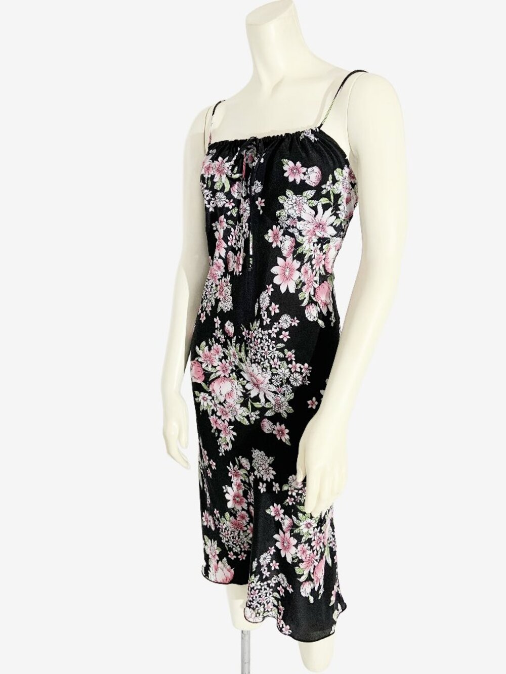 Vintage 1990s Black Floral Slip Dress / Made in Canada / size Medium